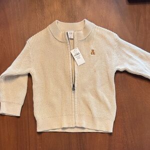 NWT GAP Kids Cream Knit Zip Up Sweater size 18-24 months
